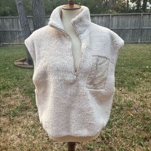 H&M Cream Fleece Sleeveless Hoodie